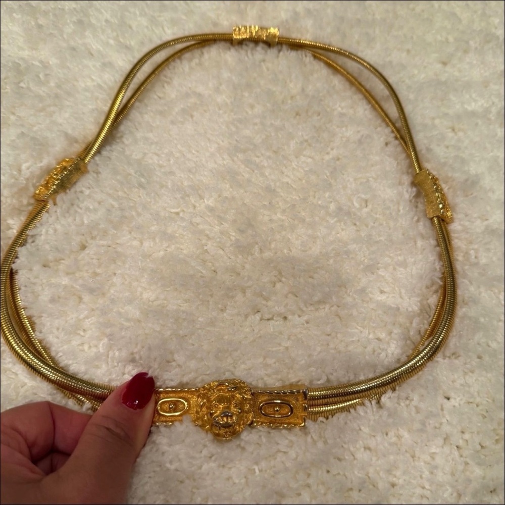 Vintage Judith Leiber Gold Stretch Metal Lion Belt - Picture 4 of 12